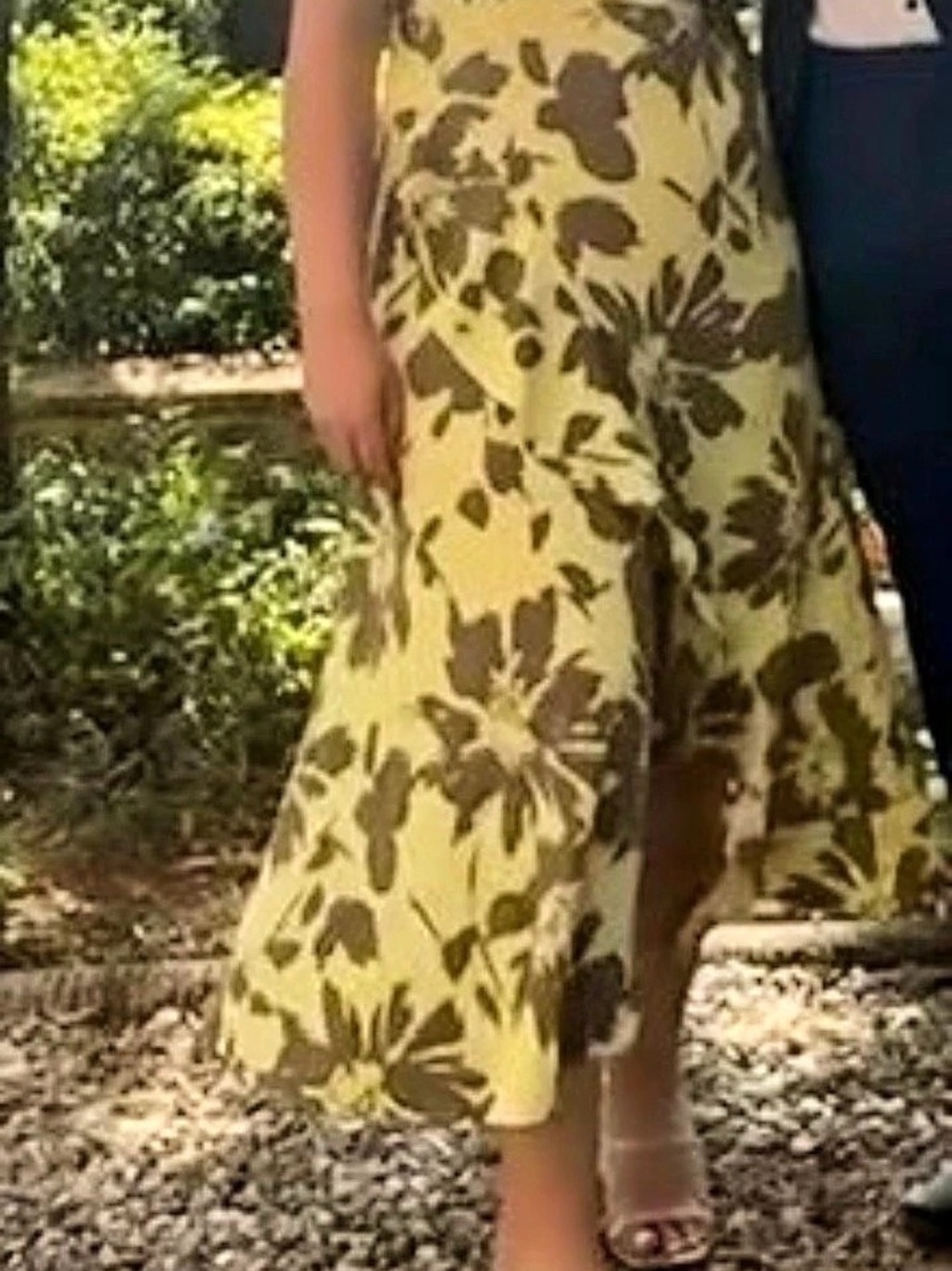 DKNY Floral midi Dress in brown & Yellow Size 10 - Picture 3 of 4